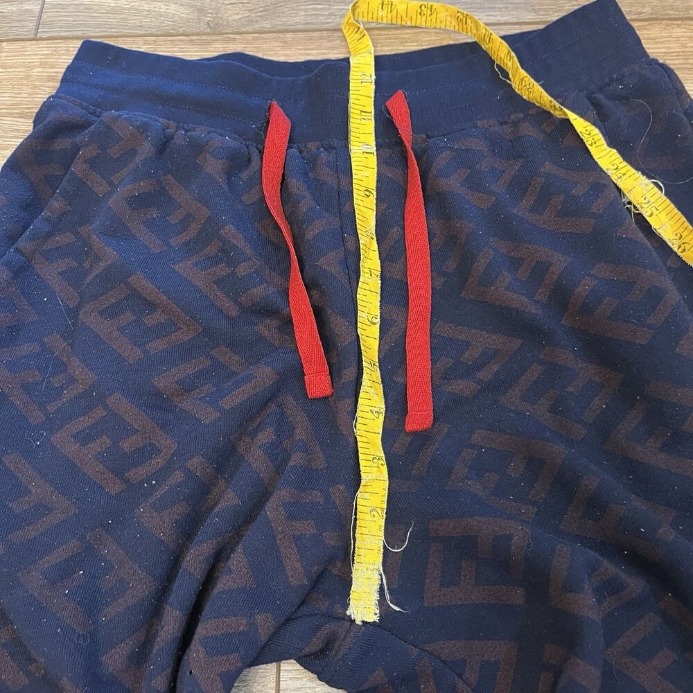 Fendi Roma Navy Blue Joggers Loung Sweatpants Monogram Logo Size S (28x29) - Picture 7 of 9
